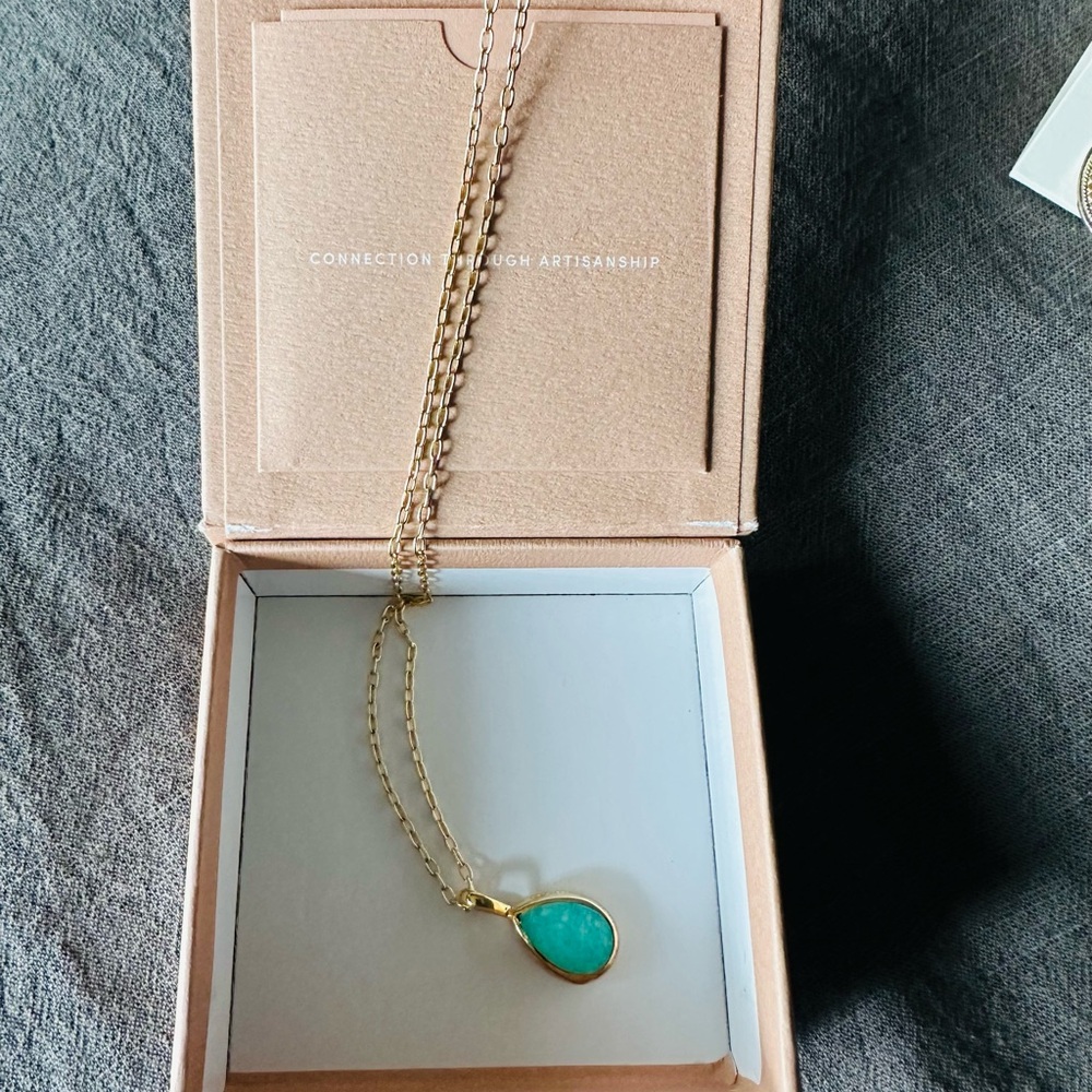 Anna Beck Delicate Gold Chain Turquoise Drop Necklace - 15–17 inches adj